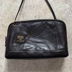 Brown-Black Leather Crossbody Purse